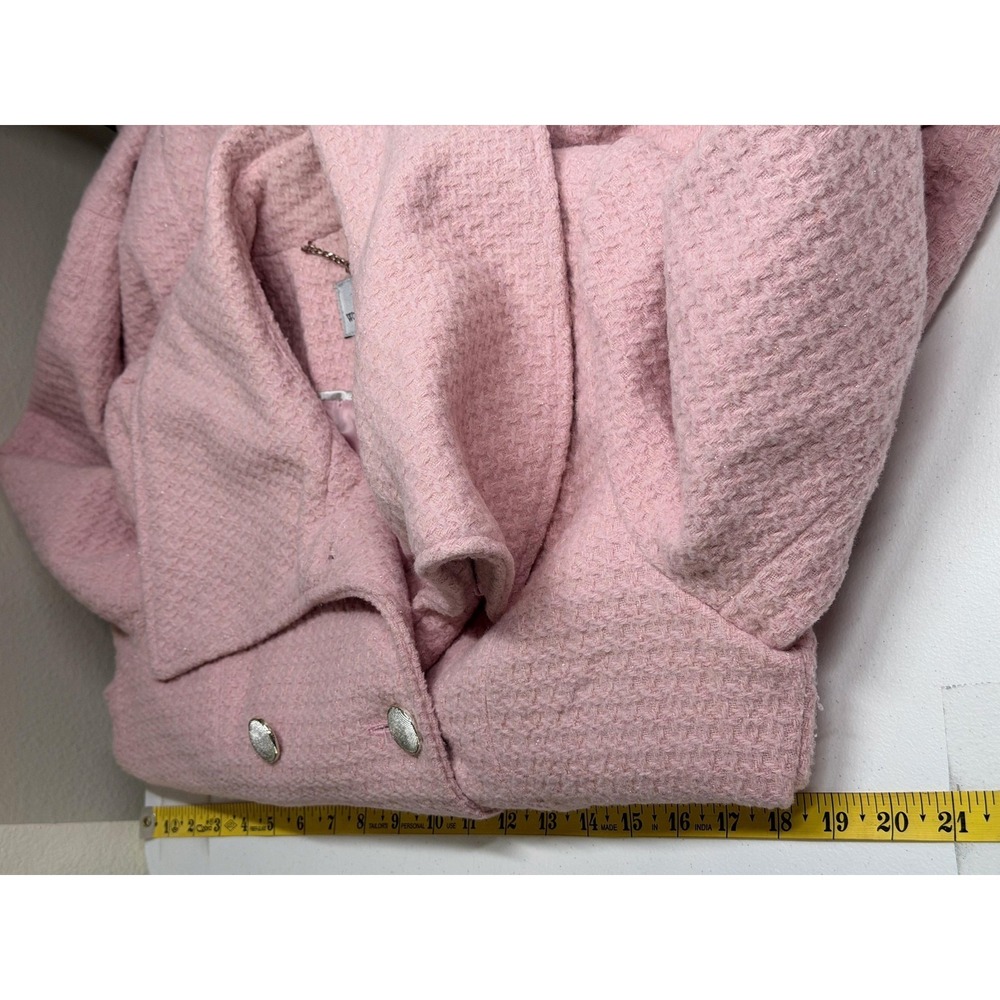Worthington Pea‎ Coat Womens Medium Pink Tweed Wool Blend Lined Preppy Academia - Picture 10 of 11